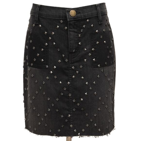 Current/Elliott Black Studded Harley Pencil Denim Jean Mini Skirt Size 28 - Picture 1 of 8